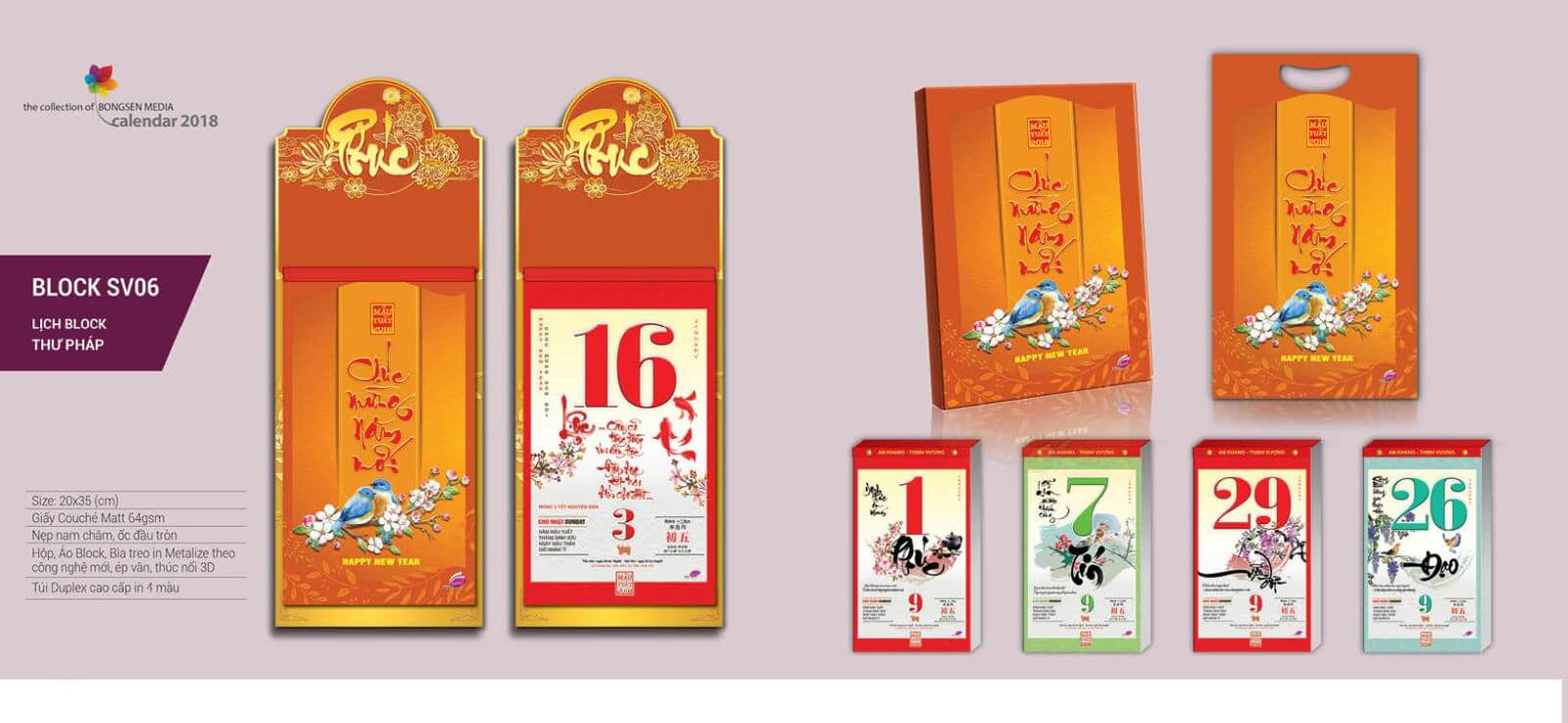 lịch tết thư pháp block lịch đại